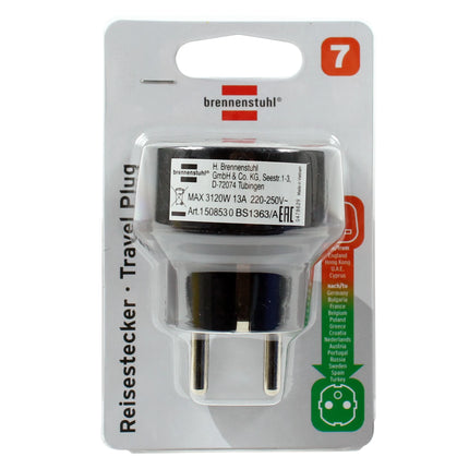 BRENNENSTUHL - Travel Plug - US Socket | UK Socket | Commonwealth Socket to EU plug - 1.5 m image