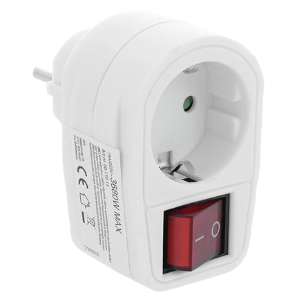 SCANPART - Pass-through plug - Plug 230 V (Male) - Plug 220 V (Female)+Switch   Illuminated Switch image
