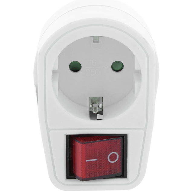 SCANPART - Pass-through plug - Plug 230 V (Male) - Plug 220 V (Female)+Switch   Illuminated Switch image