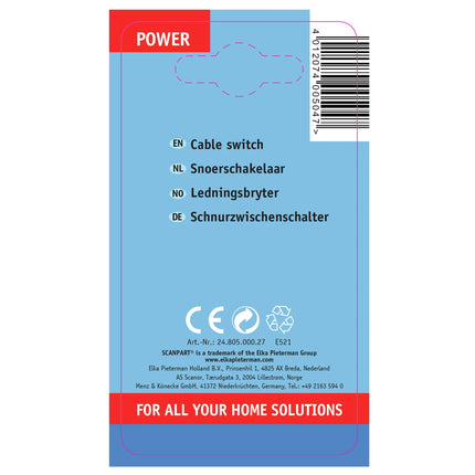 SCANPART - Cord switch - Cable 230 V - 2 pole - Cable 230 V - 2 pole   Kema Keur image