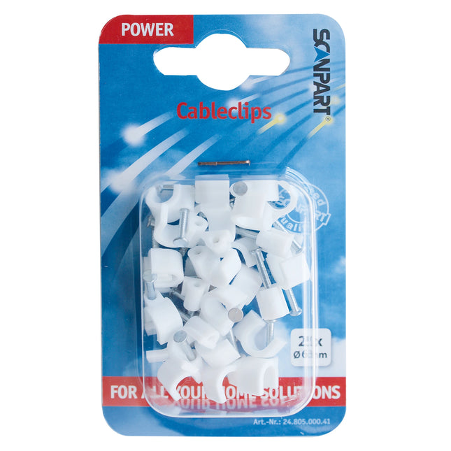 SCANPART - cord clips 6mm round white 25 pieces - E530 image