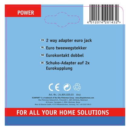 SCANPART - Adapter plug - 2 x Euro Socket to EU plug image