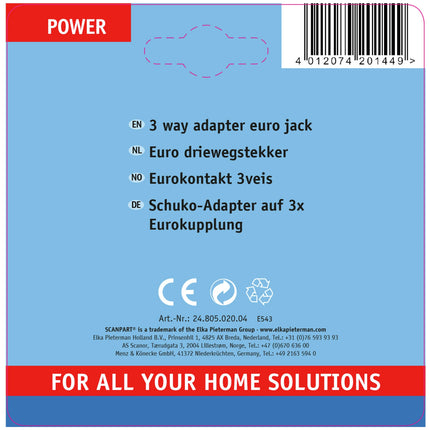 SCANPART - Adapter plug - 3 x Euro Socket to EU plug image