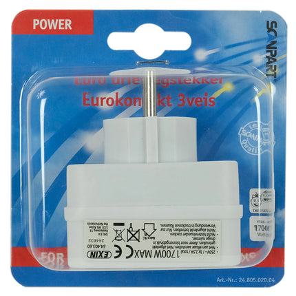 SCANPART - Adapter plug - 3 x Euro Socket to EU plug image