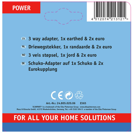 SCANPART - Adapter plug - 2 x EU Socket | 1 x Euro Socket to EU plug image
