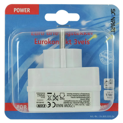 SCANPART - Adapter plug - 2 x EU Socket | 1 x Euro Socket to EU plug image