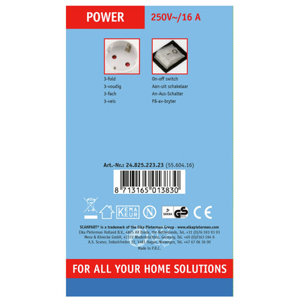 SCANPART - Table Socket - 3 x EU socket to EU plug - 1.5 m image