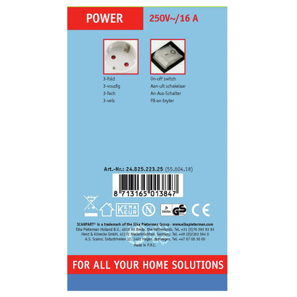 SCANPART - Table Socket - 3 x EU socket to EU plug - 1.5 m image