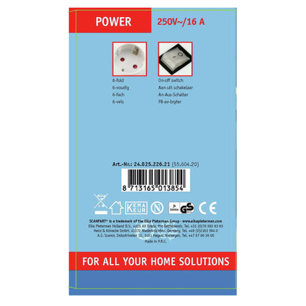 SCANPART - Table Socket - 6 x EU socket to EU plug - 5.0 m image