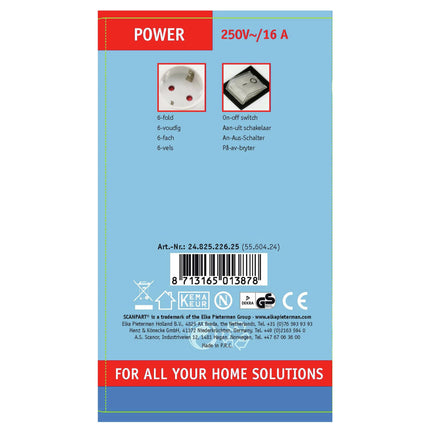 SCANPART - Table Socket - 6 x EU socket to EU plug - 5.0 m image