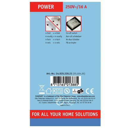SCANPART - Table Socket - 4 x EU socket | 4 x Euro socket to EU plug - 1.4 m image