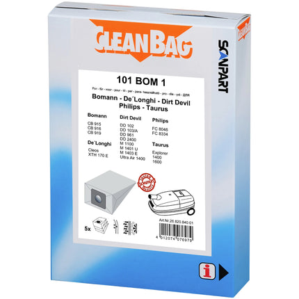 CLEANBAG - vacuum cleaner bag paper (box) B23/24/26 5pcs. - 101BOM1 image