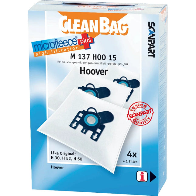 CLEANBAG M137HOO-15 4 Dustbags 1 Microfilter - Suitable for Hoover H30 | H52 | H60 image
