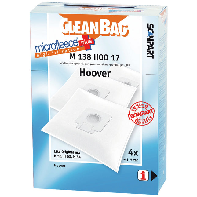 CLEANBAG M138HOO-17 4 Dustbags 1 Microfilter - Suitable for Hoover H58 | H63 | H64 image