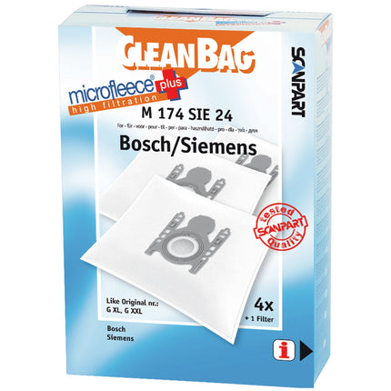 CLEANBAG M174SIE-24 4 Dustbags 1 Microfilter - Suitable for Bosch | Siemens G All | G XL | G XXL image