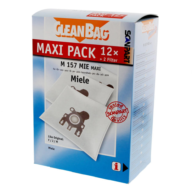 CLEANBAG M157MIE-MAXI 12 Dustbags 2 Microfilters - Suitable for Miele F / J / M image