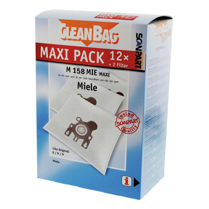 CLEANBAG M158MIE-MAXI 12 Dustbags 2 Microfilters - Suitable for Miele G / H / N image
