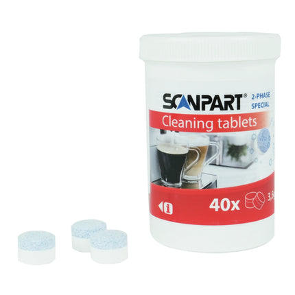 SCANPART - 2 fase Reiniger  - Tablet - Applicable to Fully automatic coffee machines| Espresso machines| Filter coffee machines Multi pack - 40 Pieces of 3,5 g image
