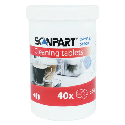 SCANPART - 2 fase Reiniger  - Tablet - Applicable to Fully automatic coffee machines| Espresso machines| Filter coffee machines Multi pack - 40 Pieces of 3,5 g image