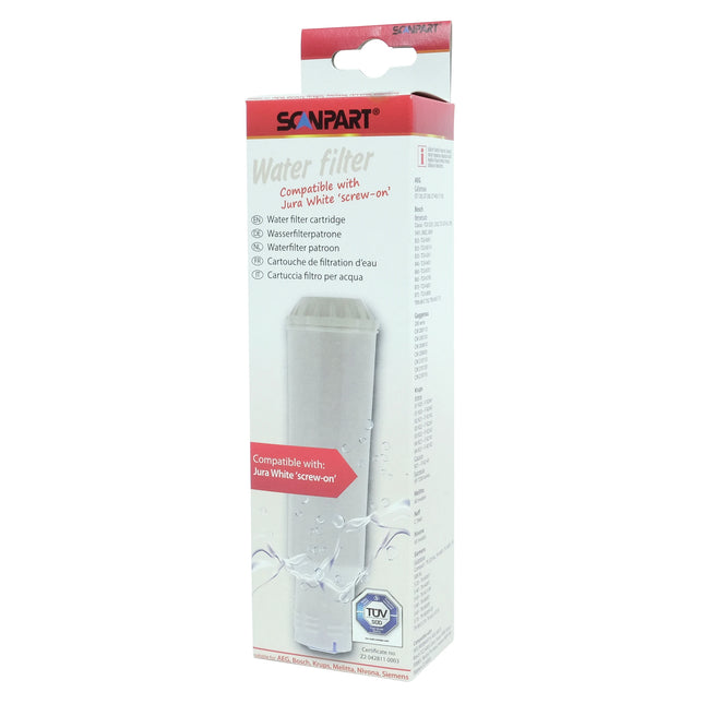 Scanpart Srew-in water filter compatible with Jura White applicable in coffee machines from AEG|Bosch|Gaggenau|Krups|Melitta|Neff|Nivona|Rowenta|Siemens image
