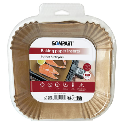 SCANPART - Air fryer baking paper - 100 pieces - 16 cm x 16 cm x 4,5 cm image