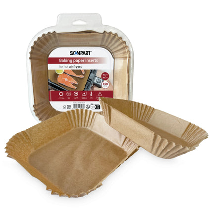 SCANPART - Air fryer baking paper - 100 pieces - 16 cm x 16 cm x 4,5 cm image