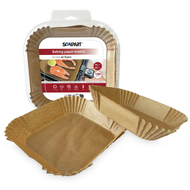 SCANPART - Air fryer baking paper - 100 pieces - 20 cm x 20 cm x 4,5 cm image