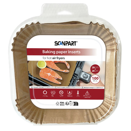 SCANPART - Air fryer baking paper - 100 pieces - 20 cm x 20 cm x 4,5 cm image