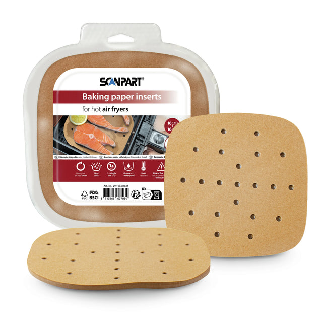 SCANPART - Air fryer baking paper - 100 pieces - 16 cm x 16 cm image