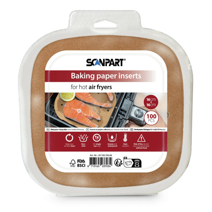 SCANPART - Air fryer baking paper - 100 pieces - 16 cm x 16 cm image