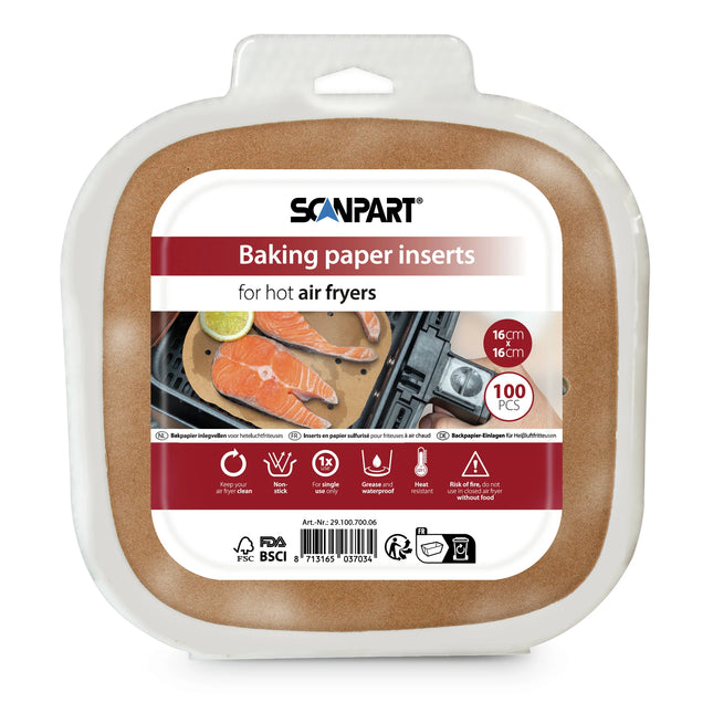 SCANPART - Air fryer baking paper - 100 pieces - 16 cm x 16 cm image