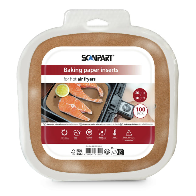 SCANPART - Air fryer baking paper - 100 pieces - 20 cm x 20 cm image