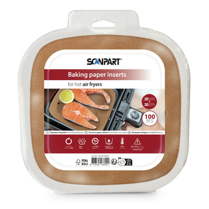 SCANPART - Air fryer baking paper - 100 pieces - 20 cm x 20 cm image