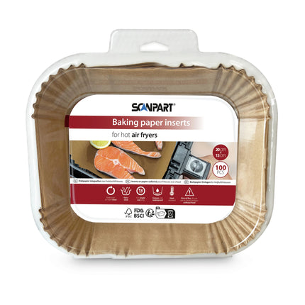 SCANPART - Air fryer baking paper - 100 pieces - 20 cm x 15 cm image