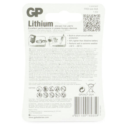 GP Lithium AAA | LR03 - Multipack - 4 Pieces image