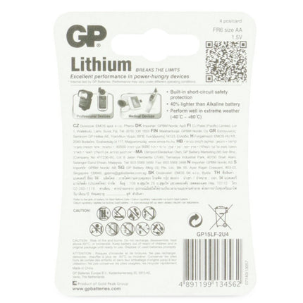 GP Lithium AA | FR6 | HR6 - Multipack - 4 Pieces image