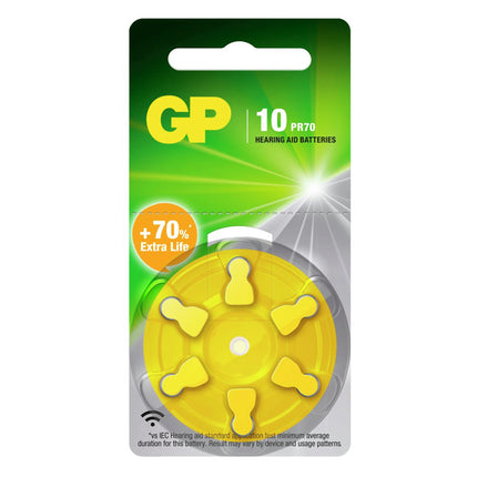 GP Zinc air 10 | PR70 | Yellow - Multipack - 6 Pieces - Button cell image