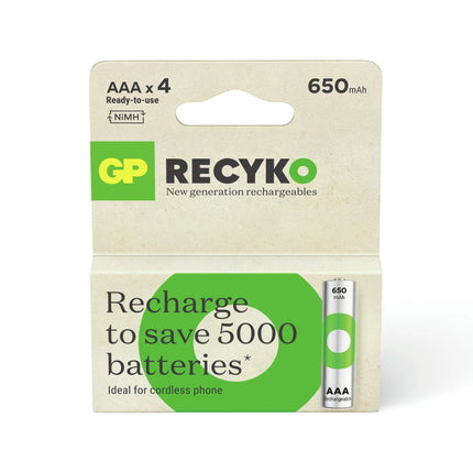 GP NiMH - Recyko AAA | HR03 - Multipack - 4 Pieces - Rechargeable image