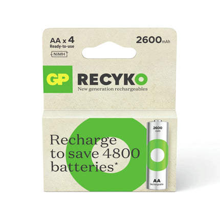 GP NiMH - Recyko AA | HR6 - Multipack - 4 Pieces - Rechargeable image
