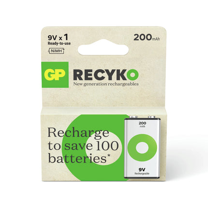 GP NiMH - Recyko 9V | 6LR61 | E-Block - Rechargeable image