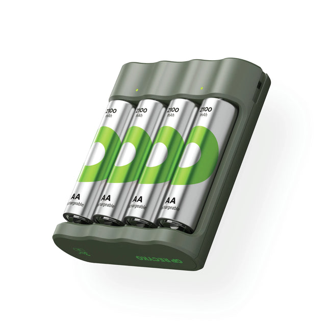 GP NiMH - Recyko - Charger USB AA | HR6 - Multipack - 4 Pieces + Charger + USB Cable - Rechargeable image