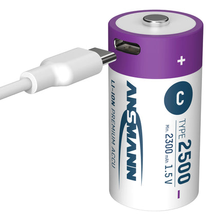 ANSMANN - rechargeable battery Li-Ion 2x C 2500mAh + cable image