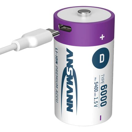 ANSMANN - rechargeable battery Li-Ion 2x D 6000mAh + cable image