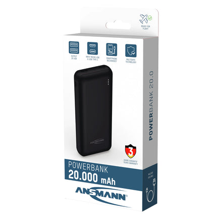 ANSMANN - Powerbank - PB212 - Black - 20000mAh - 1x USB-A (F) image