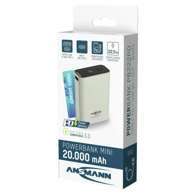 ANSMANN - Powerbank - PB222PD - White - 20000mAh - 1x USB-C (F) + 1x USB-A (F) image