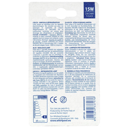 WPRO - Refrigerator Bulb - T-Click - 15 W -  - 2700 K - Bright - Bulb image