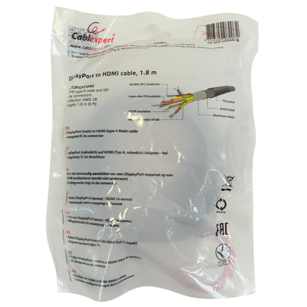 CABLEXPERT - HDMI cable - Adapter cable - DisplayPort (Male) - HDMI (Male) - 1.8 m image
