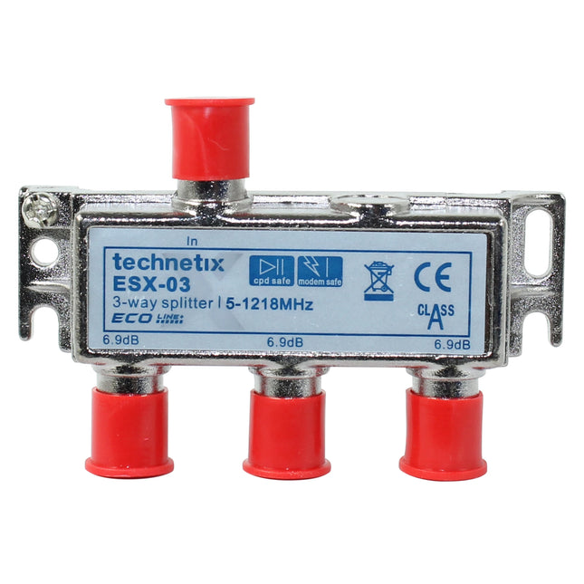 TECHNETIX - Connector - Adapter - F-connector (Female) -  3 x F-connector (Female) - 3 x 6,9dB(30 m)|ESX-03 image