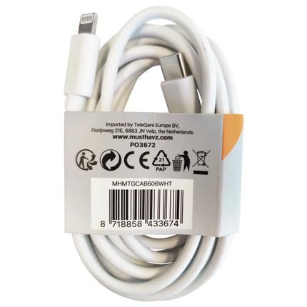 MUSTHAVZ - Charging- and Data cable - USB-C (Male) - Lightning (Male) - 2.0 m image