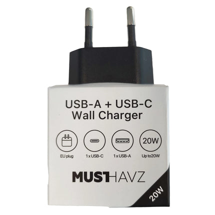 MUSTHAVZ - Charger - USB-C + USB-A - 20 W - Black image